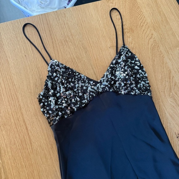 Zara Black Sequin Slip Dress - Picture 5 of 7